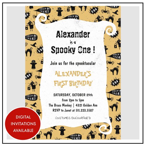 Spooky one Spooktacular Halloween 1st birthday Invitation