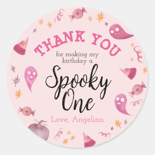 Spooky One Thank You Party Favor  Classic Round Sticker