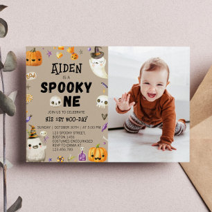 Spooky One Vintage Ghost 1st Birthday Invitation