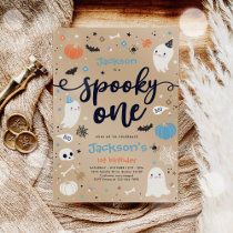 Spooky One Vintage Halloween Ghost 1st Birthday Invitation