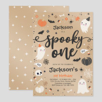 Spooky One Vintage Halloween Ghost 1st Birthday Invitation