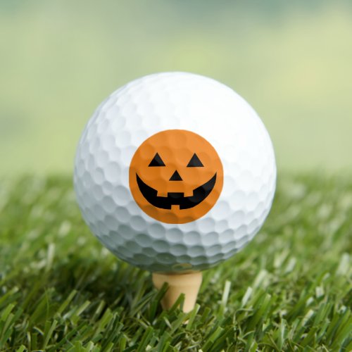 Spooky orange black Jack o lantern funny Halloween Golf Balls