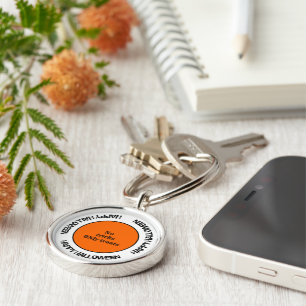 Spooky Orange Black Typography Happy Halloween Keychain