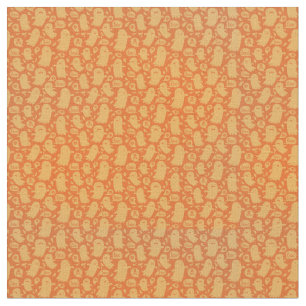 Spooky Orange Ghosts Halloween    Fabric