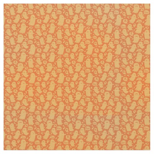 Spooky Orange Ghosts Halloween    Fabric
