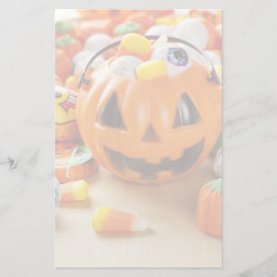 Spooky Orange Halloween Candy Stationery