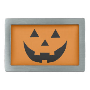 Spooky orange Jack o lantern fun Halloween costume Belt Buckle