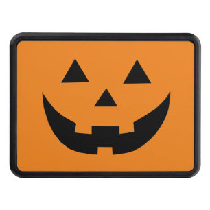 Spooky orange jack o lantern pumpkin Halloween Hitch Cover