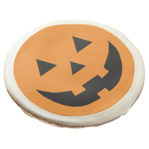 Spooky orange Jack o lantern pumpkin Halloween Sugar Cookie