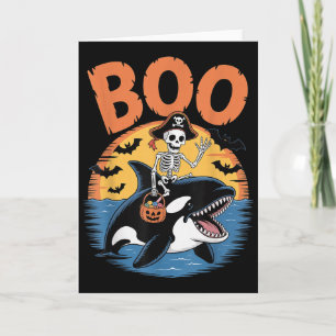 Spooky Orca Costume On Boo Orca Halloween Card