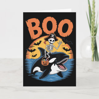 Spooky Orca Costume On Boo Orca Halloween Card