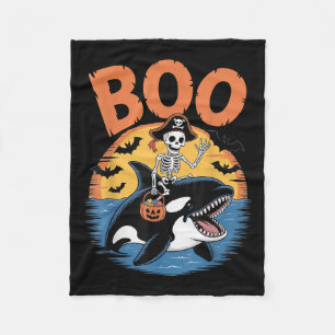 Spooky Orca Costume On Boo Orca Halloween  Fleece Blanket
