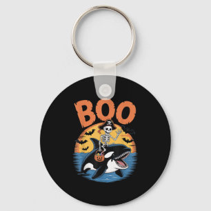 Spooky Orca Costume On Boo Orca Halloween Keychain