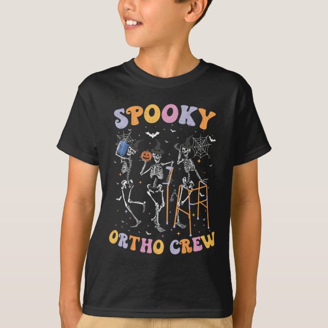 Spooky Ortho Crew Halloween Dancing Orthopedic Ske T-Shirt (Front)