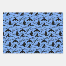Spooky Owl Bat Halloween Wrapping Paper Set of 3