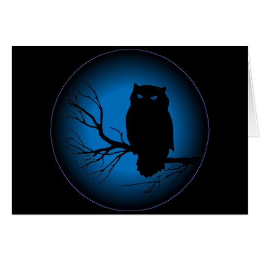 Spooky Owl Blue Moon Cards (Front Horizontal)
