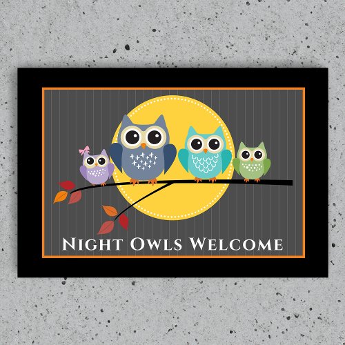 Spooky Owl Family Halloween Doormat