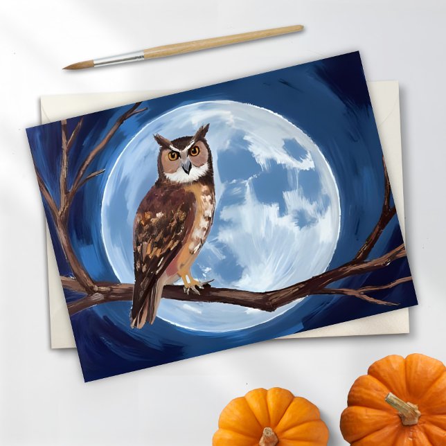 Spooky Owl Full Moon Halloween Holiday Card (Creator Uploaded)