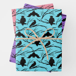Spooky Owl Halloween Wrapping Paper sheets Set-3