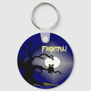 Spooky Owl in Tree Halloween Keychain