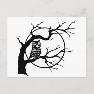 Spooky Owl in Tree Postcard