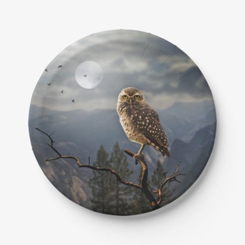 Spooky Owl Moon Graphic Paper Plates