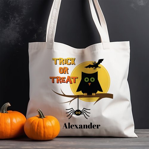 Spooky Owl Trick or Treat Halloween Tote Bag