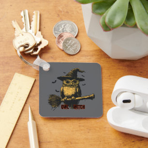 Spooky Owl Witch Halloween Keychain