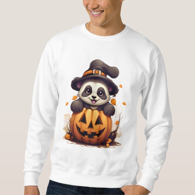 Spooky Panda, Kawaii Halloween Outfit in October Sweatshirt (Front)