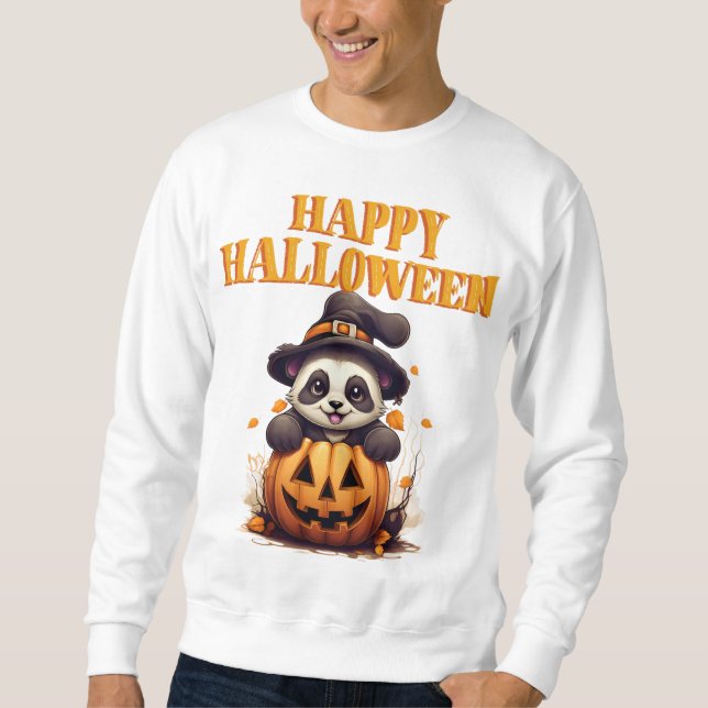 Spooky Panda, Kawaii Halloween Sweatshirt (Front)
