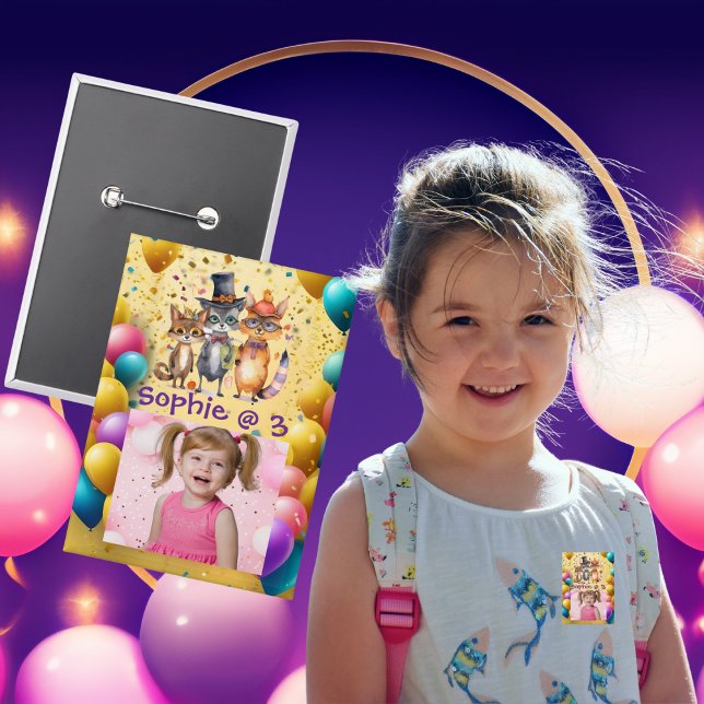 Spooky Party Animals Kids Birthday Party Button (Creator Uploaded)