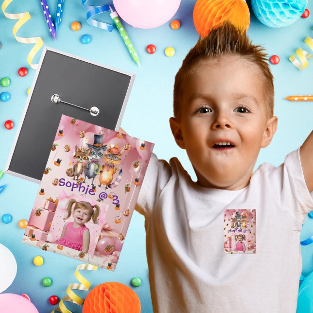 Spooky Party Animals Kids Birthday Party Button (Creator Uploaded)