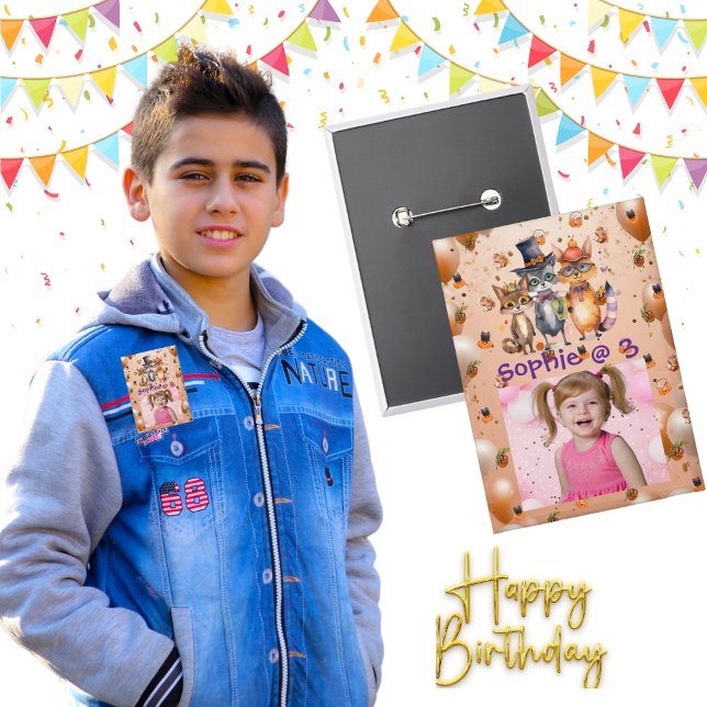 Spooky Party Animals Kids Birthday Party Button (Creator Uploaded)