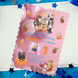 Spooky Party Animals Theme Kids Birthday Invite 