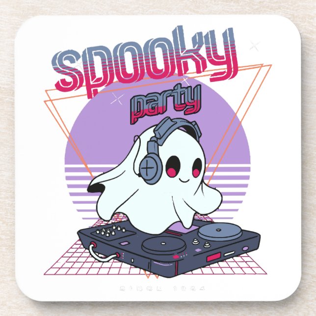 Spooky Party Halloween Beverage Coaster (Front)