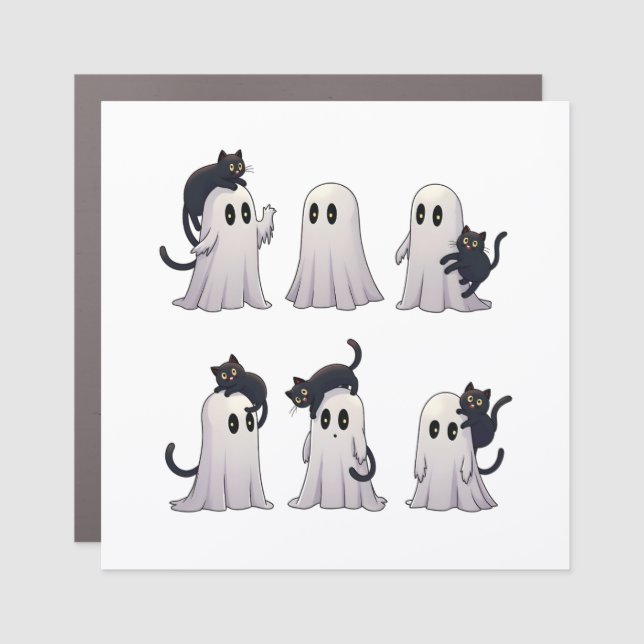  Spooky Pastel Gothic Ghosts Black Cats Halloween  Car Magnet (Front)