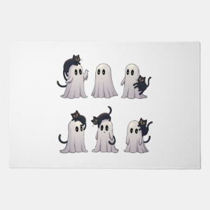 Spooky Pastel Gothic Ghosts Black Cats Halloween Doormat