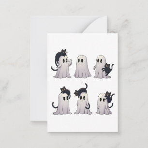 Spooky Pastel Gothic Ghosts Black Cats Halloween Note Card
