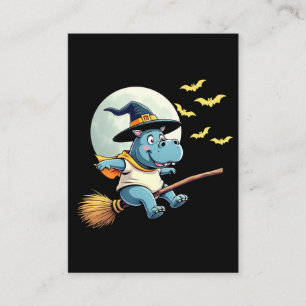 Spooky Pastel Halloween Baby Moo Deng Hippo  Business Card