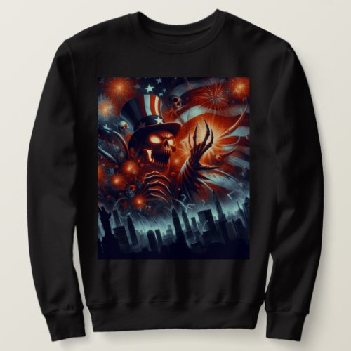 Spooky Patriotic Celebration American Flag Ghost Sweatshirt