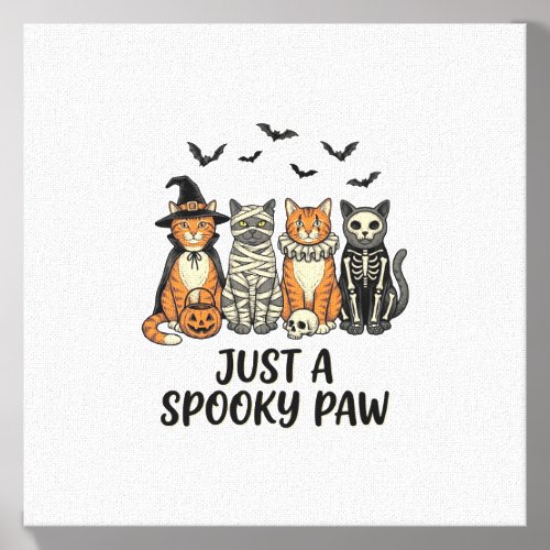 Spooky Paw Halloween Cats Vintage Shirt Design_1 Canvas Photo Tile
