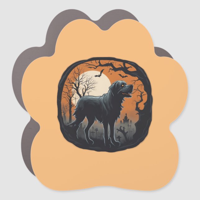 Spooky Paws: Halloween-Themed Dog design Car Magnet (Front)