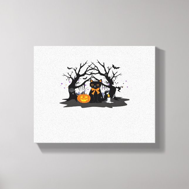Spooky Paws & Pumpkin Halloween Nights Classic T-S Canvas Print (Front)