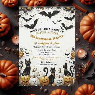 Spooky Paws Up Pet Costume Halloween Pumpkin Party Invitation
