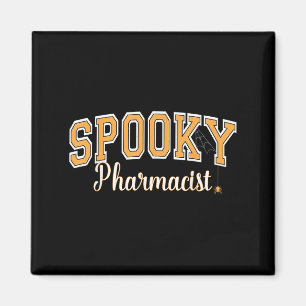 Spooky Pharmacist Halloween Spider Varsity Orange Magnet
