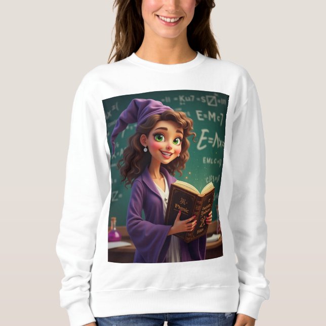 Spooky Physics Teacher Halloween - Witch with Scie Sweatshirt (Front)