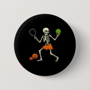 Spooky Pickleball Halloween Skeleton Costume Women Button