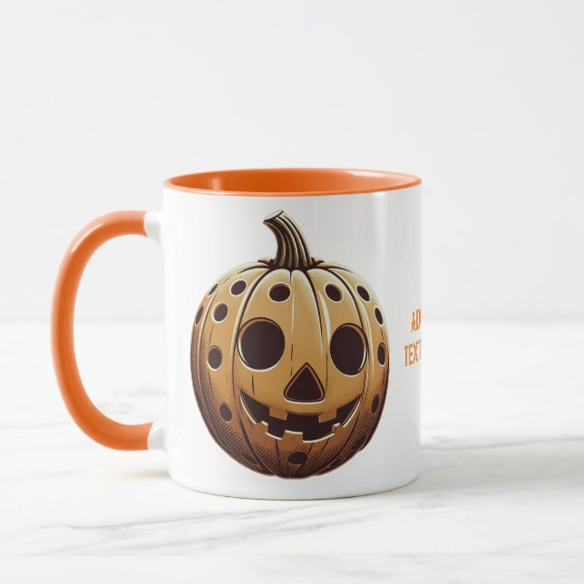 Spooky Pickleball Pumpkin Pickleballer Halloween Mug (Left)