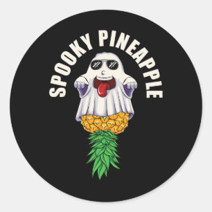 Spooky Pineapple Ghost For Swinger Halloween Party Classic Round Sticker