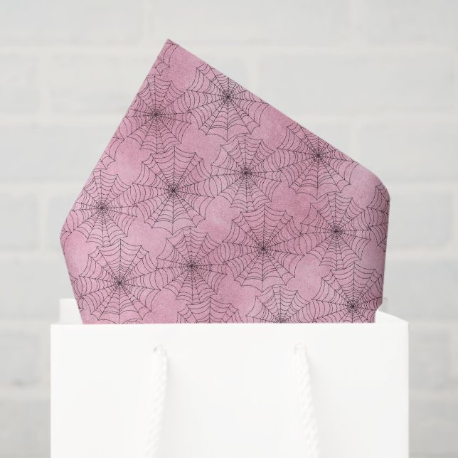 Spooky Pink and Black Spiderweb Tissue Paper (Gift Bag)